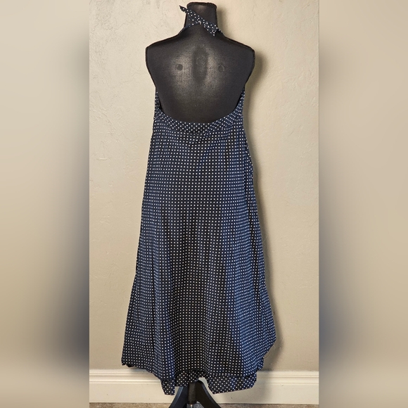 🌟SALE🌟 [GAP] Navy Blue & White Polka Dot Halter Top Midi/Maxi Dress 《10》 - Picture 2 of 16